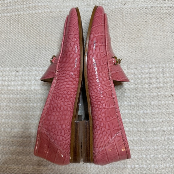 SAM EDELMAN pink croc embossed leather Loraine loafers 10 - Picture 6 of 9